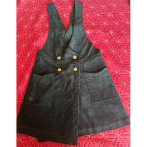 Free People Canyonlands Black Corduroy Pinafore Mini Dress Jumper Sz 6